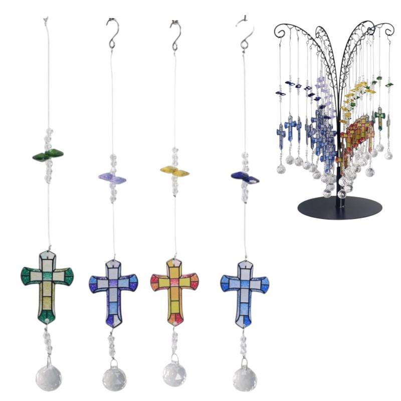 Hanging mosaic cross with crystals 30cm