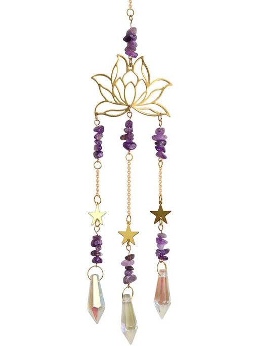 Amethyst Lotus Crystal Suncatcher 40cm