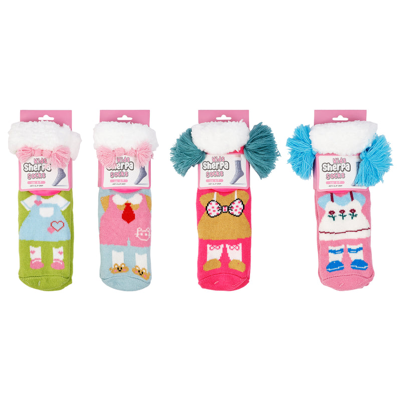 kids sherpa pony tail socks in assorted colours
