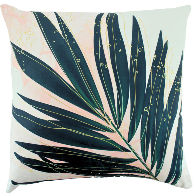 Velvet palm leaf cushion 50x50