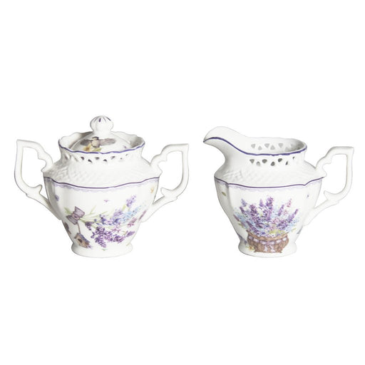 Vintage Lavender Sugar and Creamer Pot Set