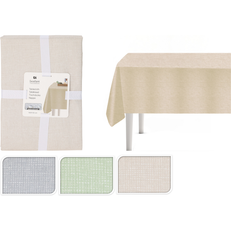 linen look diamond design tablecloth 180 x 130cm in 3 assorted colours