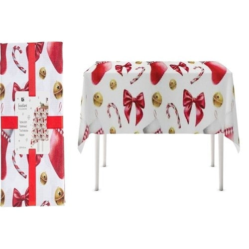 Christmas bow design tablecloth 145 x 220cm