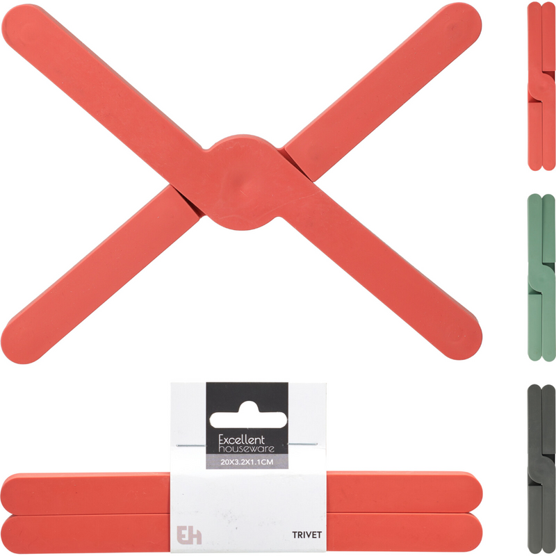 foldable TPE trivet in 3 assorted designs