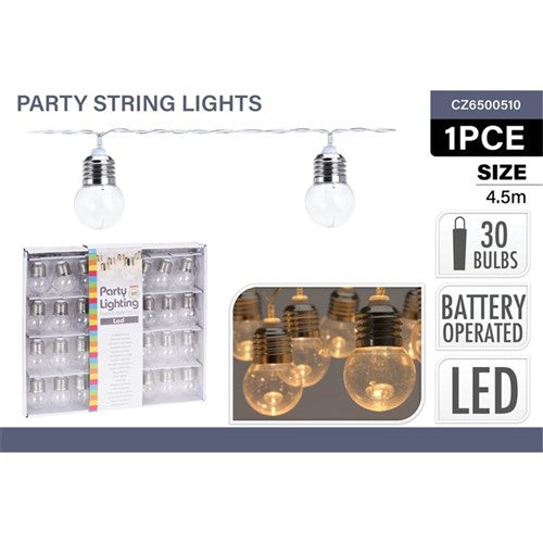 Warm white LED party string lights