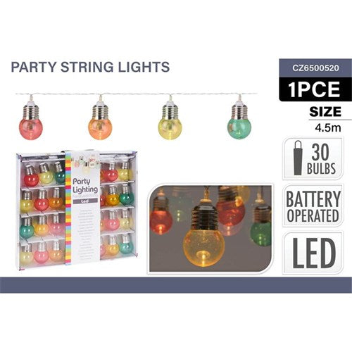 Multicoloured LED party string lights