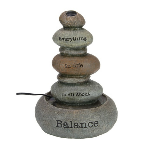 Ronis Cairn Stack Fountain with Inspirational Wording 35cm