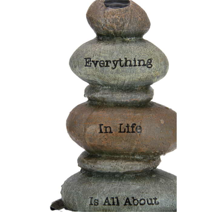 Ronis Cairn Stack Fountain with Inspirational Wording 35cm