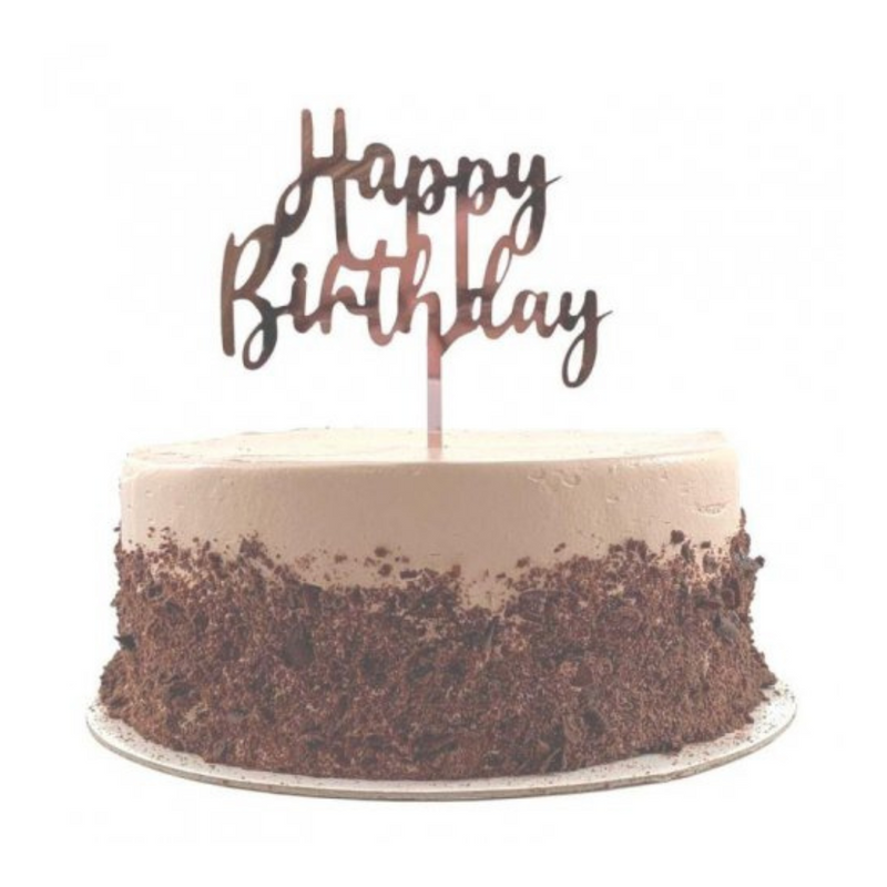 Ronis Cake Topper Acrylic Happy Birthday Rose Gold