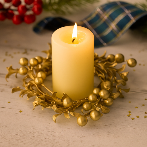 Gold candle wreath 19cm Christmas tabletop decoration