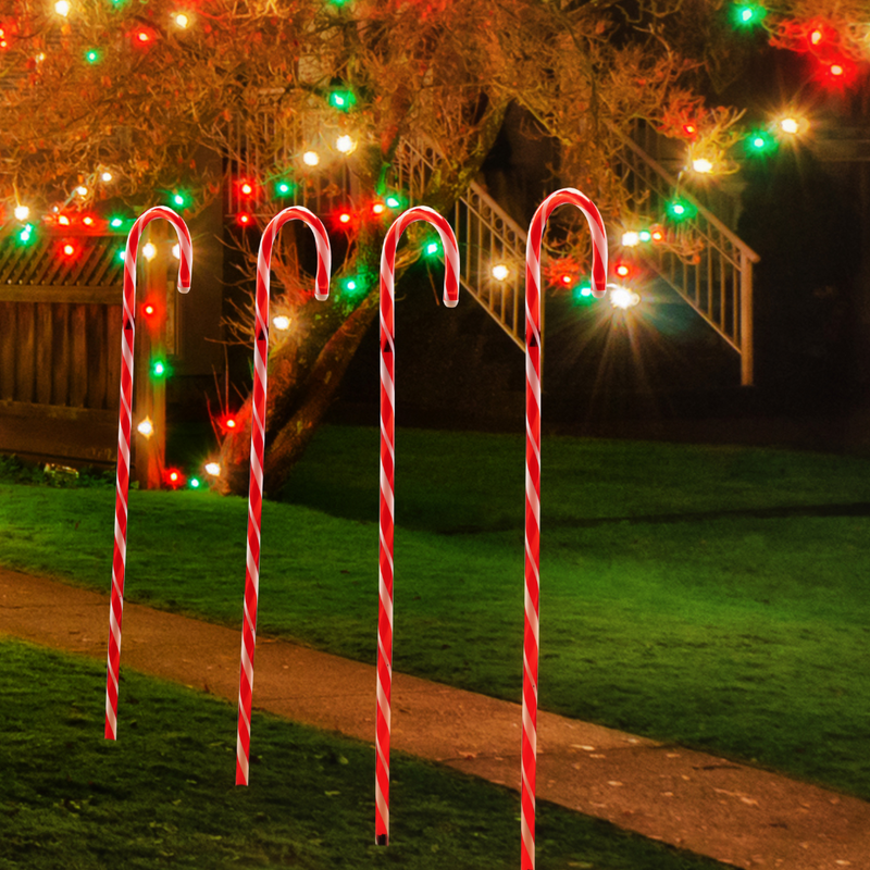 Ronis Candy Cane Yard Stakes 4pc 90cm