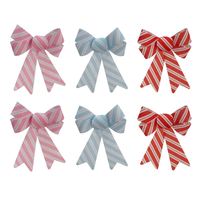 Ronis Candycane Stripe Bow 2pk 3 Asstd