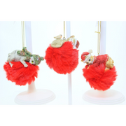 Cats Pom Pom Ornament Assorted – Fluffy Christmas cat decorations in various colours and styles for festive tree décor