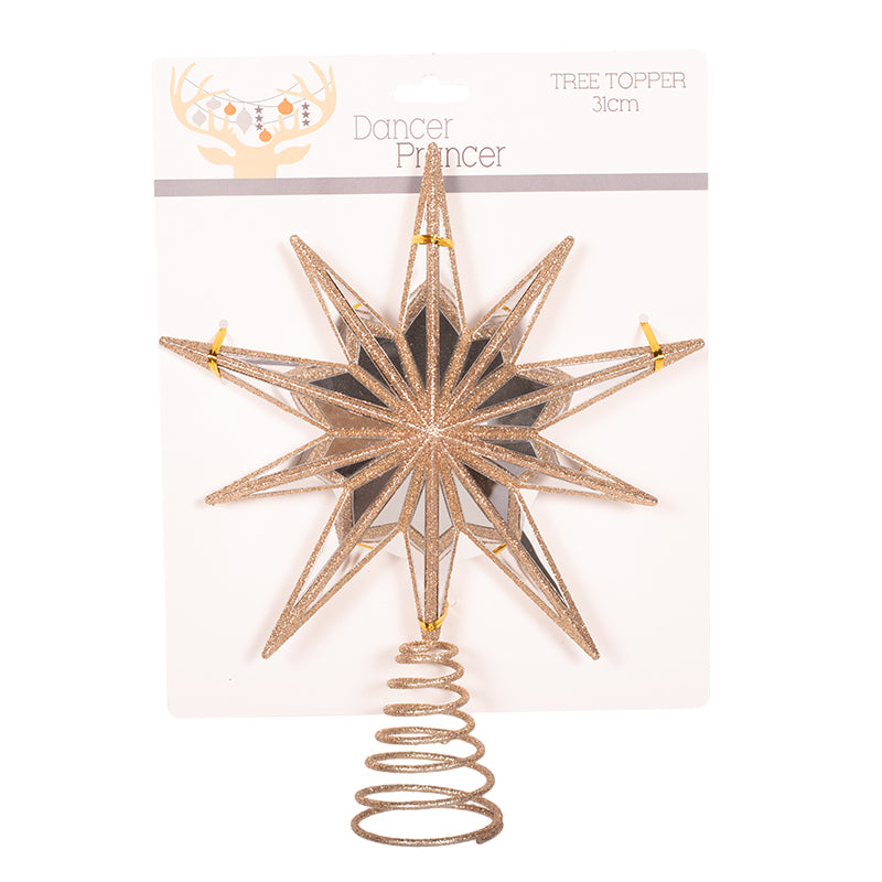 Celestial Star Mirror Tree Topper 31x24x5.5cm for elegant Christmas tree décor