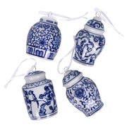 Ronis Ceramic Ginger Jar Tre Ornaments 8cm Set of 4 Blue and White