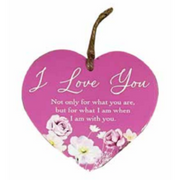 Ronis Ceramic Heart Hanging Decorations with Quotes 15x15cm Assorted