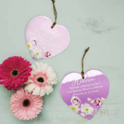 Ronis Ceramic Heart Hanging Decorations with Quotes 15x15cm Assorted