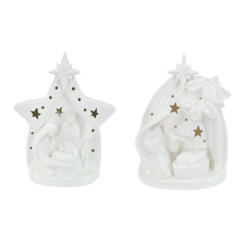 Ronis Ceramic Nativity Scene White Assorted