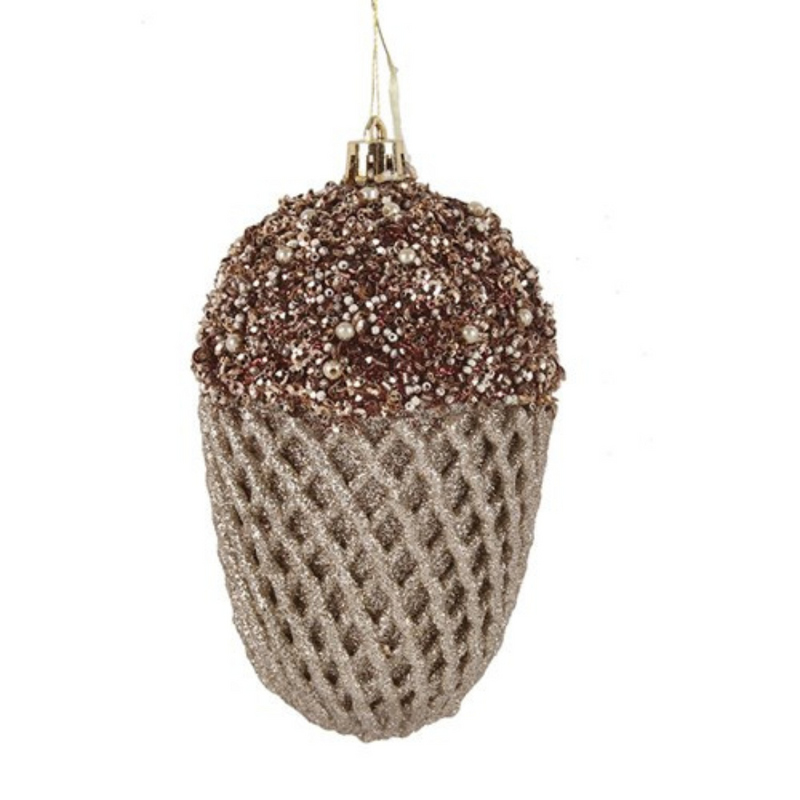 Ronis Champagne Acorn Tree Ornament 11.5x7cm