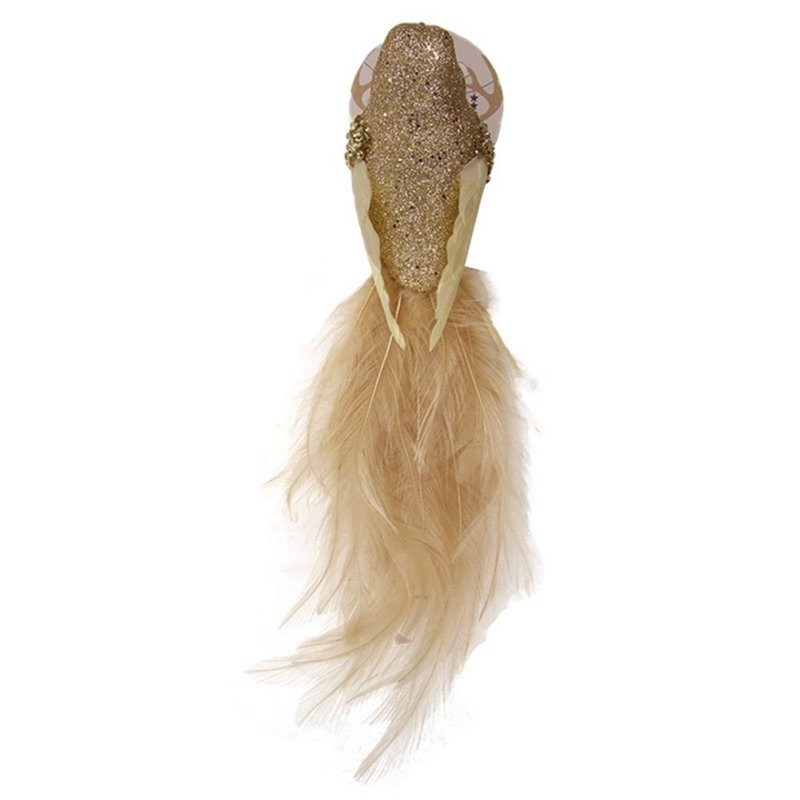 Ronis Champagne Bird with Clip 25cm