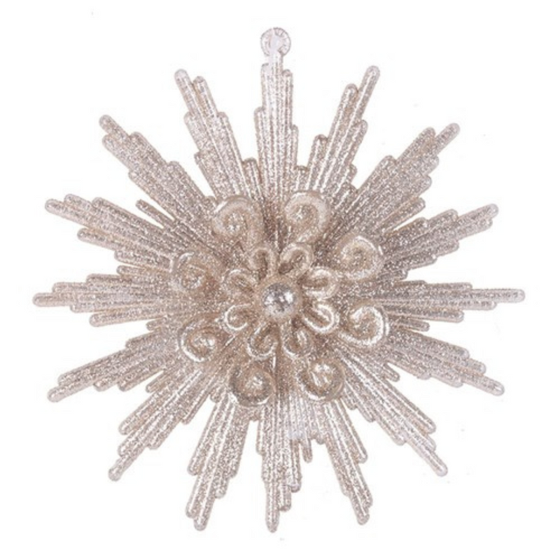 Ronis Champagne Glitter Finish Starburst Tree Ornament 15cm