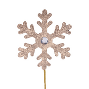 Ronis Champagne Glitter Snowflake with Stem 50cm