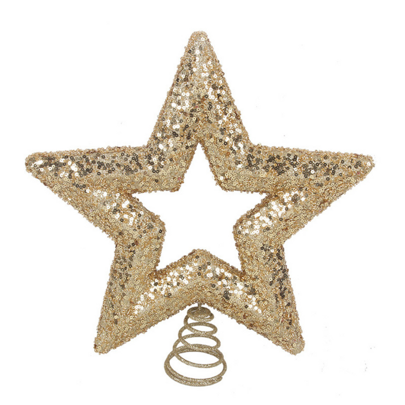 Ronis Champagne Glitter Star Tree Topper 29cm
