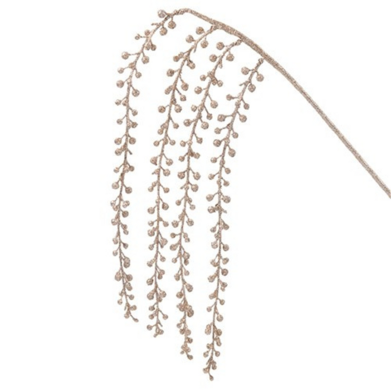 Ronis Champagne Hanging Berry Glitter Stem 92cm