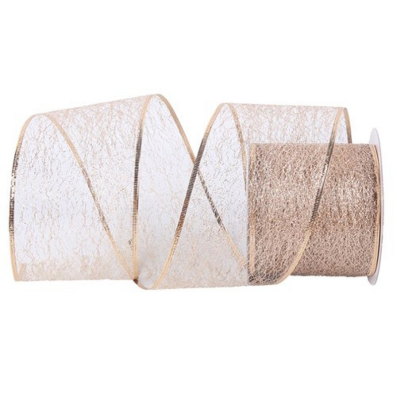 Ronis Champagne Mesh Ribbon 10cmx10M