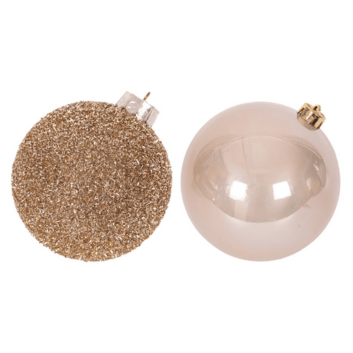 Ronis Champagne Bauble Pearl Finish and Tinsel Finish 15cm Assorted