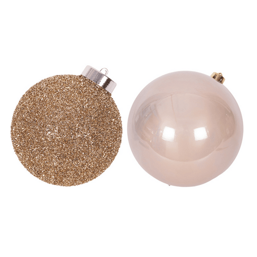 Ronis Champagne Bauble Pearl Finish and Tinsel Finish 20cm Assorted