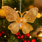 Champagne ombre acrylic butterfly Christmas tree ornament 11x9.5cm with elegant shimmering finish