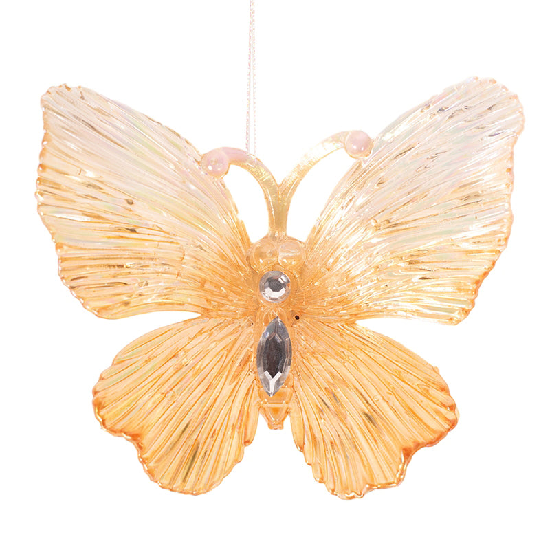 Champagne ombre acrylic butterfly Christmas tree ornament 11x9.5cm with elegant shimmering finish