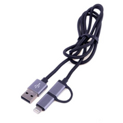 Ronis Charge & Sync USB A to USB C & 8-Pin 2-in-1 Polyester Cable