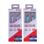 Ronis Charge & Sync USB C to 8 Pin PVC Cable 2 Asstd