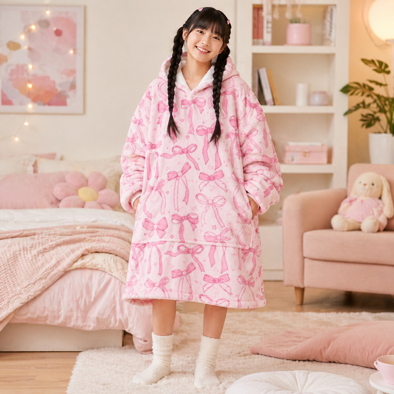 Snuggy Sherpa Hoodie Girls Printed 2 Assorted
