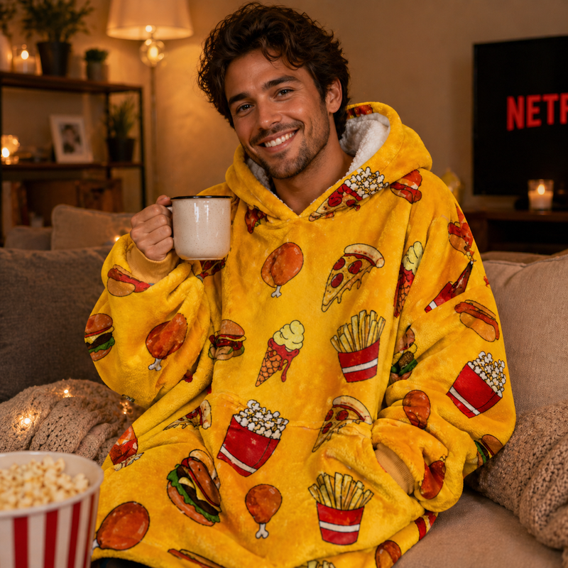 Snuggy Sherpa Hoodie Men's Printed 1 Assorted