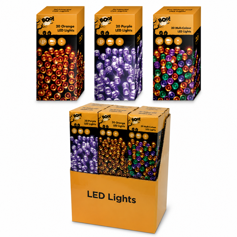 B/O Led Lights 1.9M 20Pc Asst