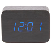 Ronis Checkmate Larch LED Wood Cuboid Alarm Clock 10x7x4.3cm Black