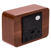 Ronis Checkmate Larch LED Wood Cuboid Alarm Clock 10x7x4.3cm Dark Brown