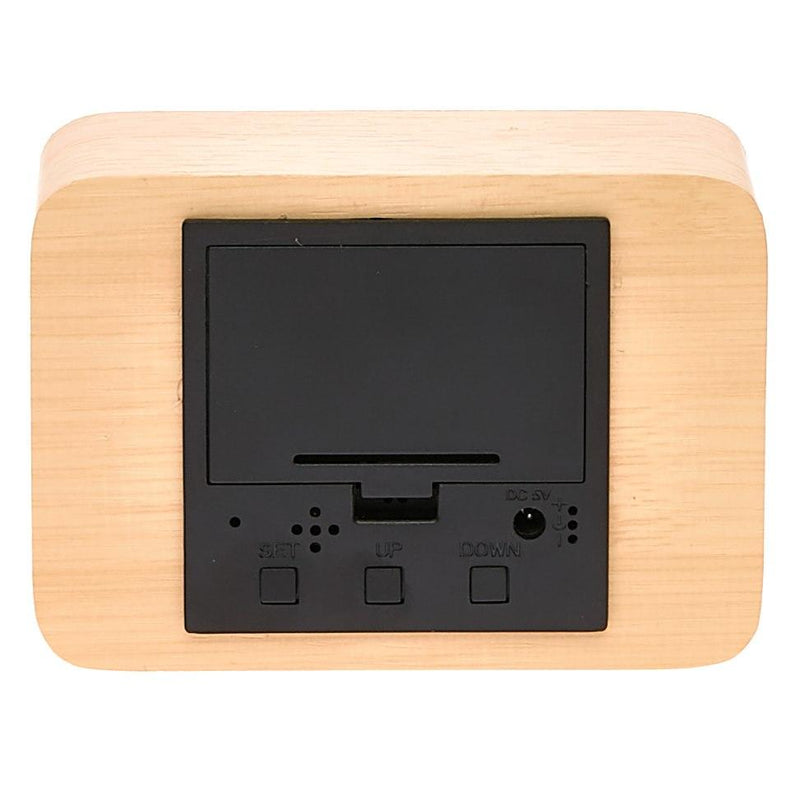 Ronis Checkmate Larch LED Wood Cuboid Alarm Clock 10x7x4.3cm Light Brown