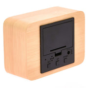 Ronis Checkmate Larch LED Wood Cuboid Alarm Clock 10x7x4.3cm Light Brown