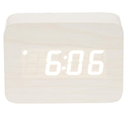 Ronis Checkmate Larch LED Wood Cuboid Alarm Clock 10x7x4.3cm White