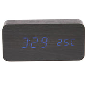 Ronis Checkmate Spruce LED Wood Cuboid Alarm Clock 15x6.8x3.9cm Black