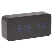 Ronis Checkmate Spruce LED Wood Cuboid Alarm Clock 15x6.8x3.9cm Black
