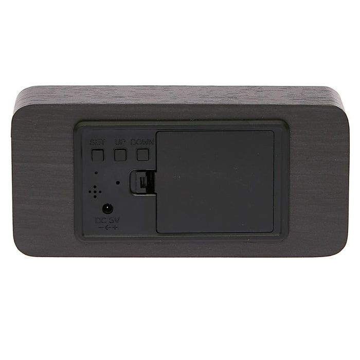 Ronis Checkmate Spruce LED Wood Cuboid Alarm Clock 15x6.8x3.9cm Black