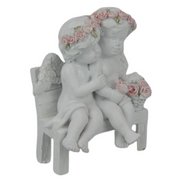 Ronis Cherub Couple with Rose Band on Chair 10cm – thumbnail