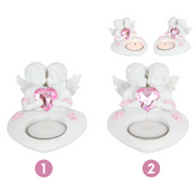 Ronis Cherub with Pink Heart Tealight Holder 10cm 2 Asstd – thumbnail