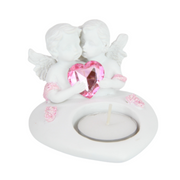 Ronis Cherub with Pink Heart Tealight Holder 10cm 2 Asstd – thumbnail