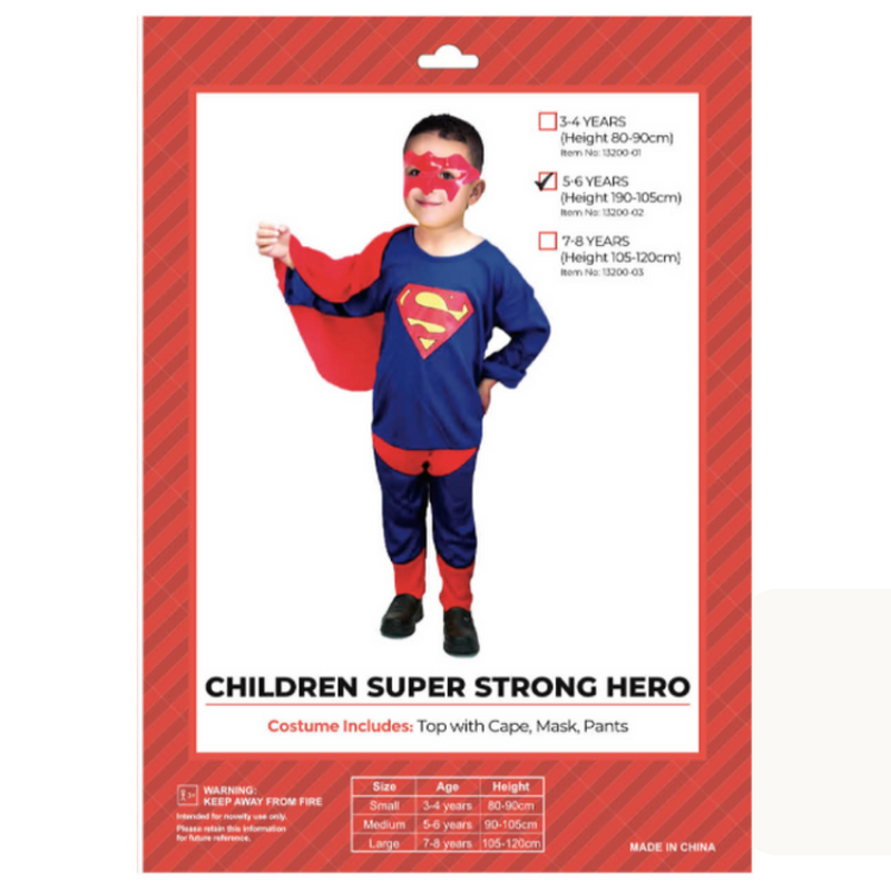 Ronis Children Super Strong Man Costume Medium 5-6 years old